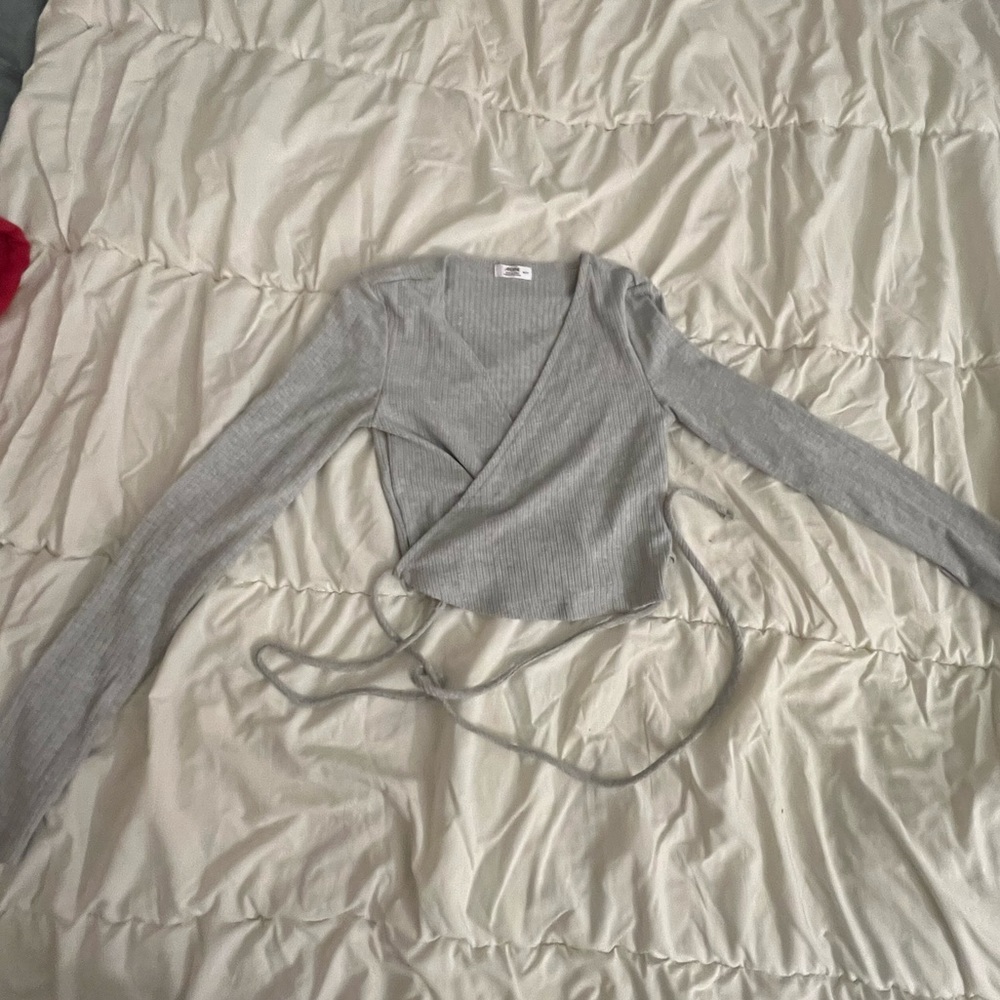 grey wrap top